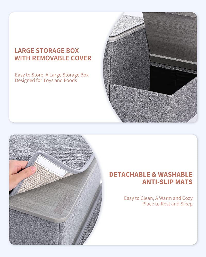 Dog Stairs for High Beds, Small Dogs Pet Steps Stool to Get on Bed, Cat Stairs Ladder, Puppy Toy Storage Folding Doggie Ramp for Couch, Car, Home