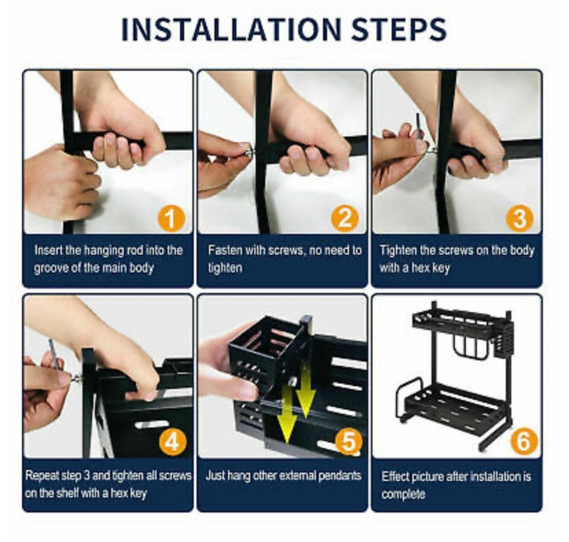 3 Tier Spice Rack Steel Kitchen Cooking Shelf Organizer Storage Bottle Holder AU