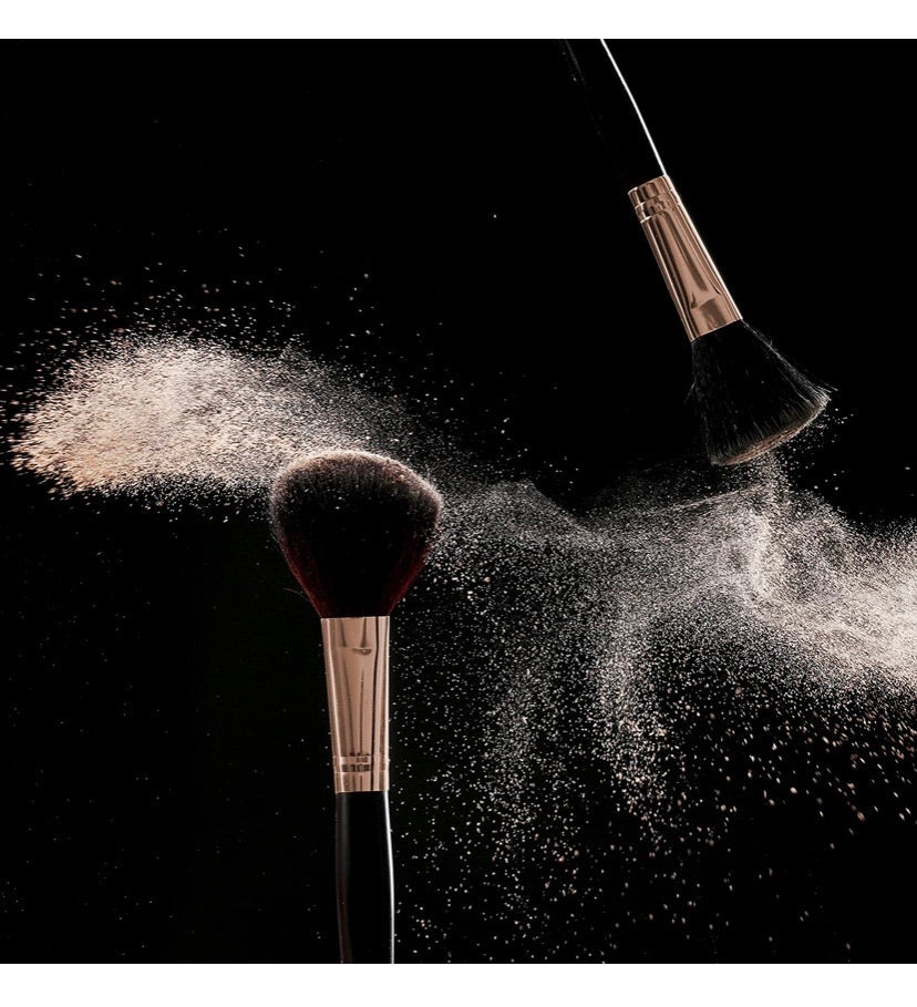 Professional Makeup Brush Collection, 12pcs Set High End Cosmetic Brush, Cruelty Free Synthetic Bristles for Foundation Blending Powder Blush Eye Shadow, Travel Leather Clutch, Rose Gold