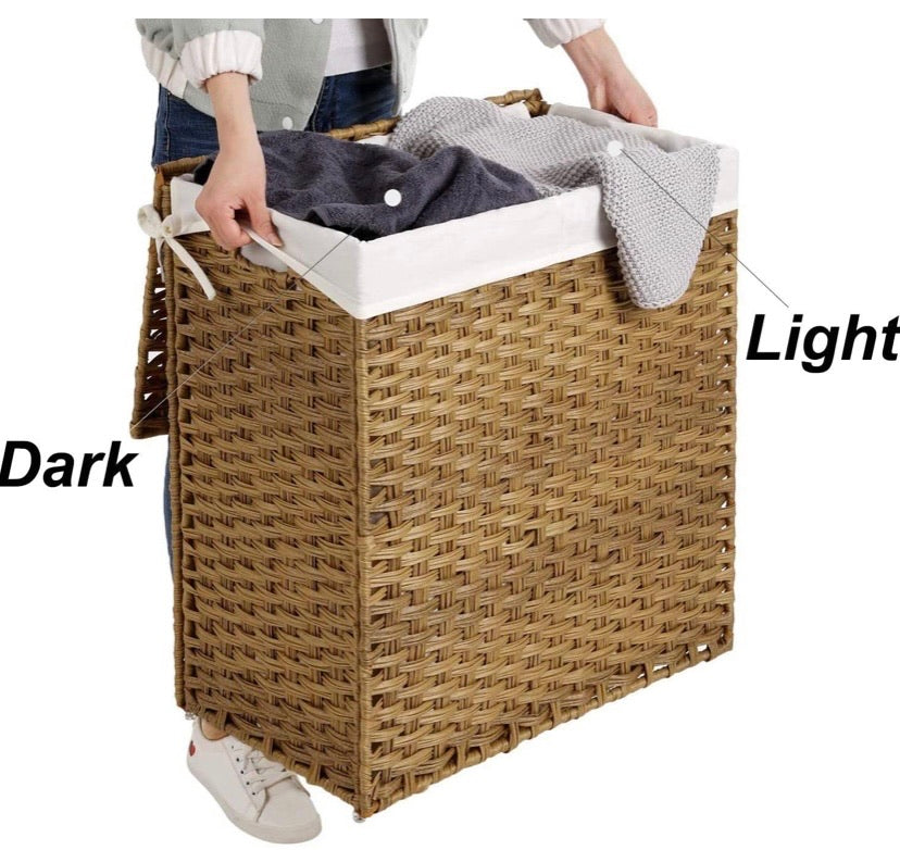 Divided Foldable Handwoven Laundry Hamper