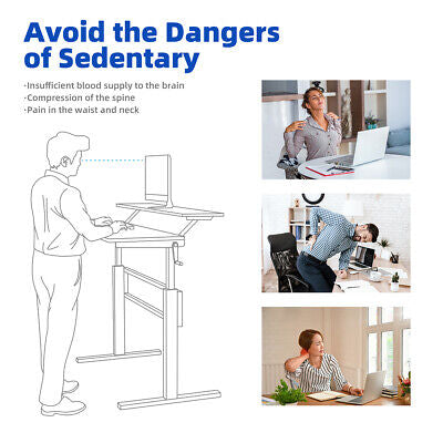 Standing Desk Adjustable Height Sit Stand Desk Laptop PC Table 120x60cm