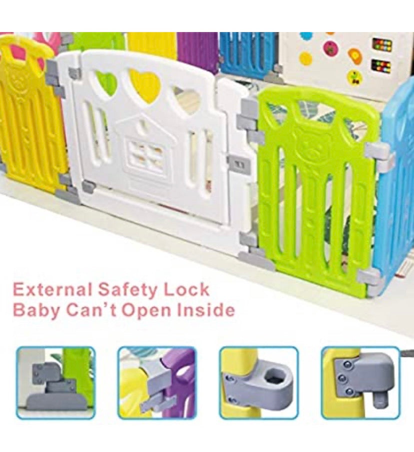 Baby Playpen Kids Activity Centre Safety Play Yard Home Indoor Outdoor New Pen (multicolour, Classic set 14 panel)