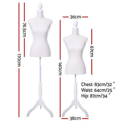 White Pinnable Dressmaking Mannequin – Adjustable 140–170cm