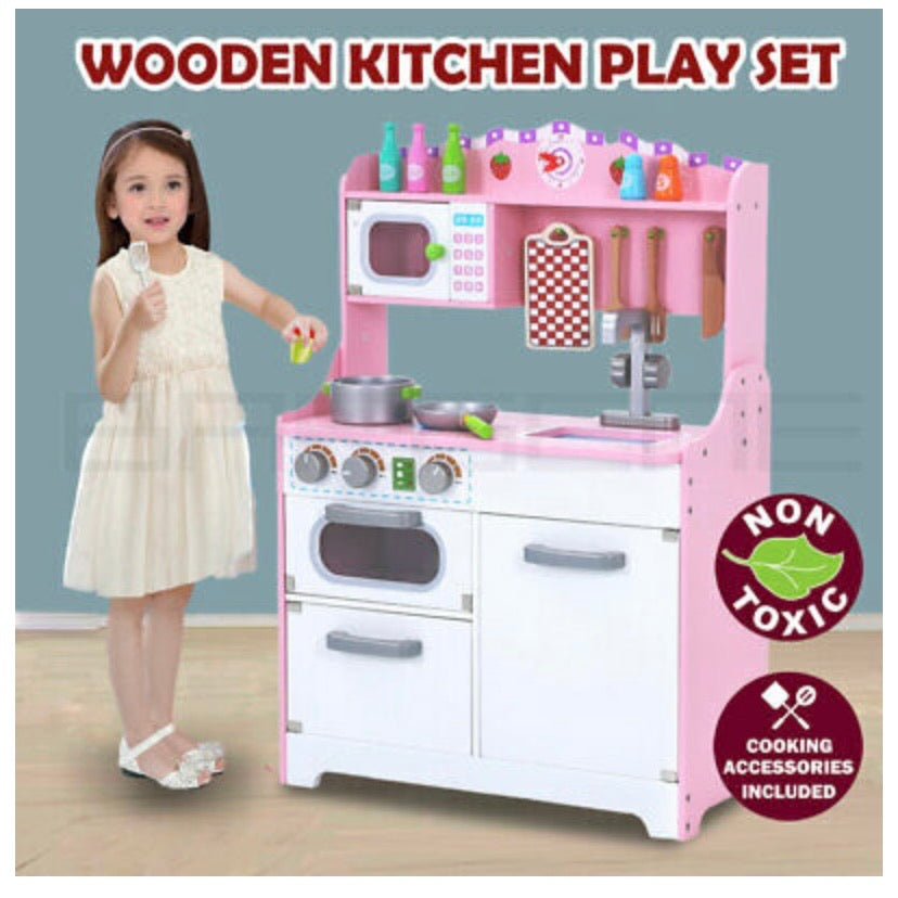 Kids Wooden Kitchen Pretend Play Set
