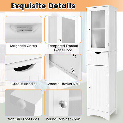 Bathroom Cabinets 5-Tier Tall Slim Storage Cabinet Cupboard Drawer 170CM