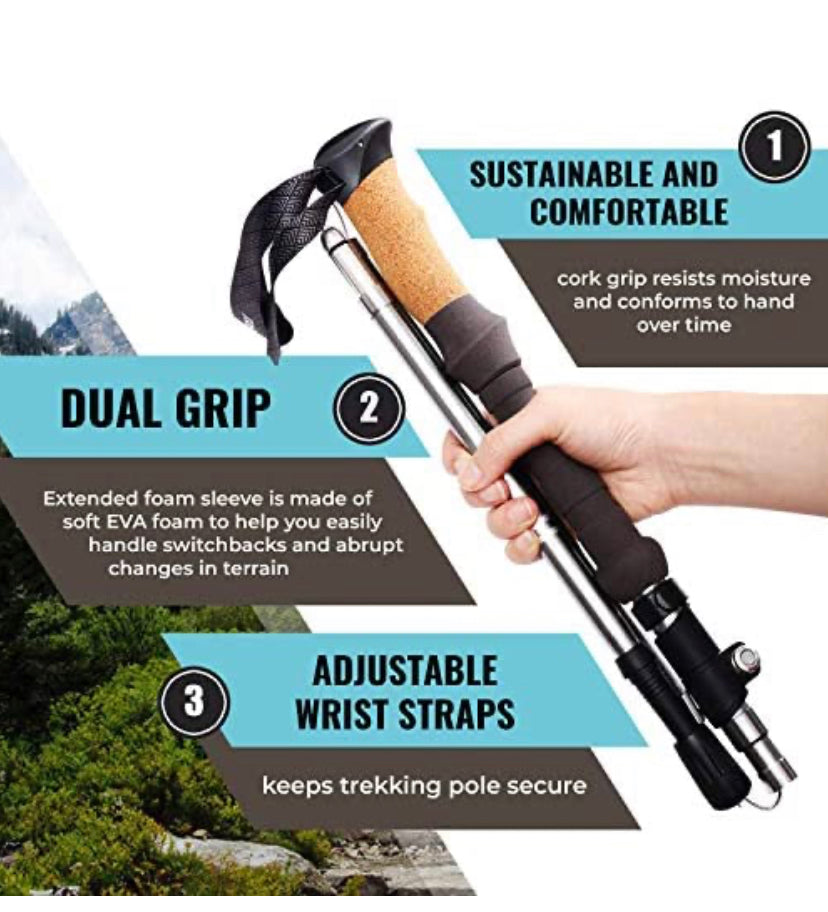 Collapsible Walking Stick, Folding Hiking Poles, Trekking Poles for Hiking Stick Nordic Walking Poles Trekking Poles Kids Folding Walking Stick Trekking Poles Ultra Light TREKOLOGY Trek Z-Cork Seniors