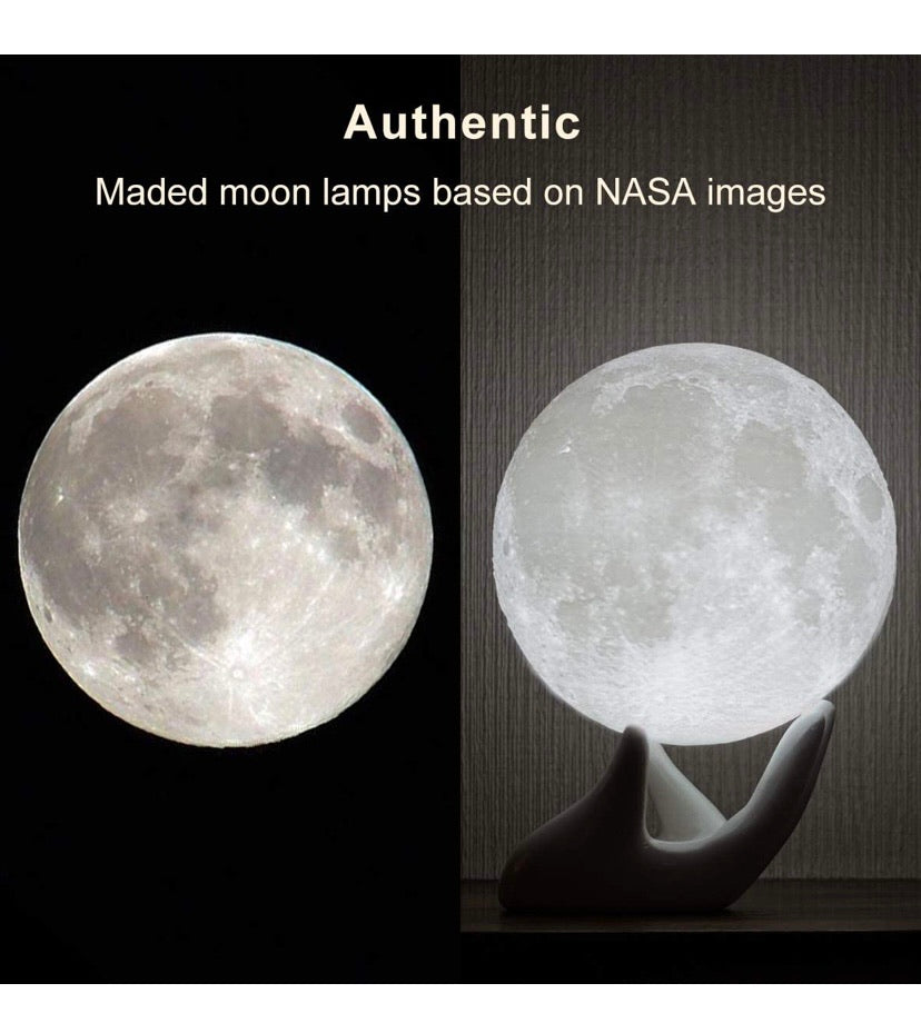 Moon Lamp Balkwan 3.5 inches 3D Printing Moon Light uses Dimmable and Touch Control Design,Romantic Funny Birthday Gifts for Women ,Men,Kids,Child and Baby. Rustic Home Decor Rechargeable Night Light (3.5 inches)