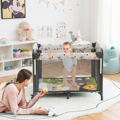 4-IN-1 Portable Travel Cot Portacot Baby Co Sleeper Bedside Bassinet Folding
