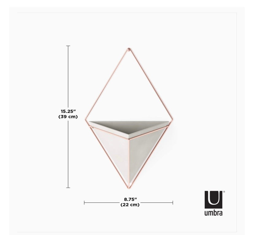 Trigg Hanging Planter, Large, Concrete/Copper Decor