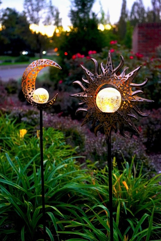 Solar Lights Outdoor Celestial Sun & Moon Decor