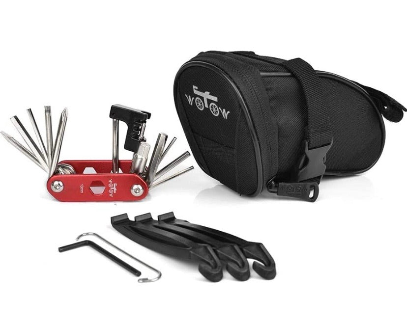 Bicycle Repair Set Bike Outdoor Seat Saddle Bag 14 in 1 Multi Function Tool Kit
