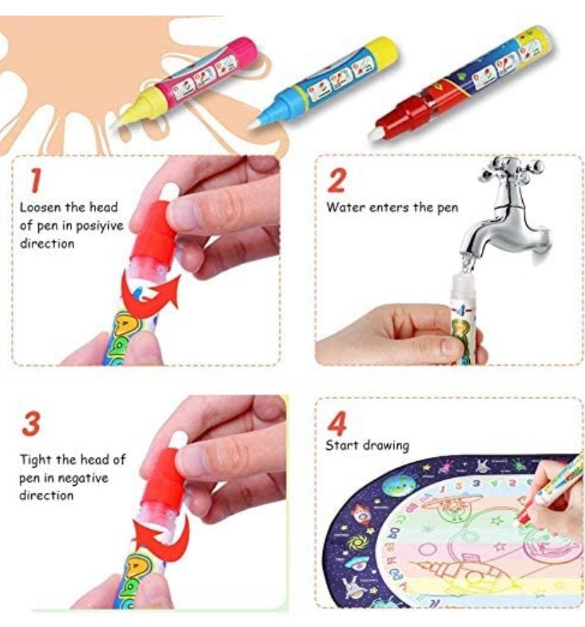 Large Aqua Doodle Mat 100 X 70 cm Water Drawing Doodle Magic Mat Educational Toys Gifts for Kids Toddlers Boys Girls Age 3 4 5 6 7 8 Year Old