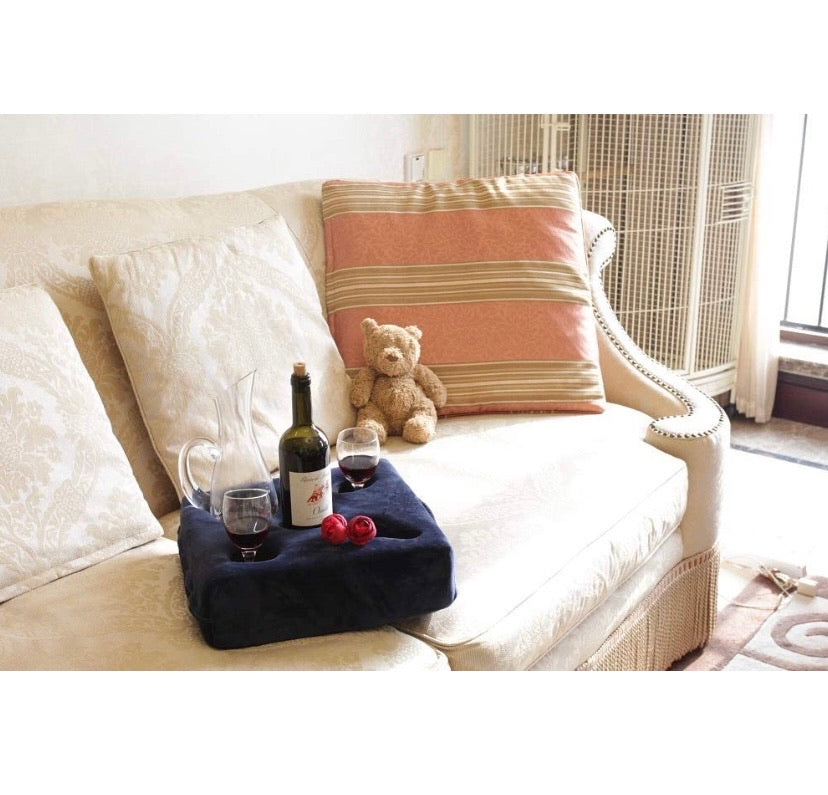 Couch Cup Holder, Sofa Drink Holder Tray, Removable and Washable Pillow Cushion with Coffee Mug Holder for Home,Bed, Beach, Car,RV, Wheelchair, Boat, Bath, Park,Floor, Travel, Airplane, Indoor, Outdoor
