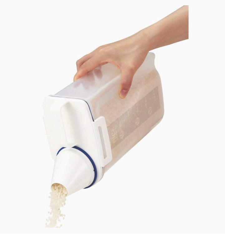 Rice Container Bin with Pour Spout Plastic Clear 2L, 7509, Plastic, White, Clear, 1 Pack