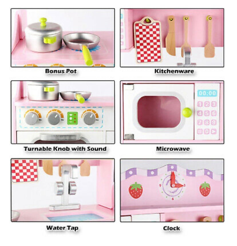 Kids Wooden Kitchen Pretend Play Set