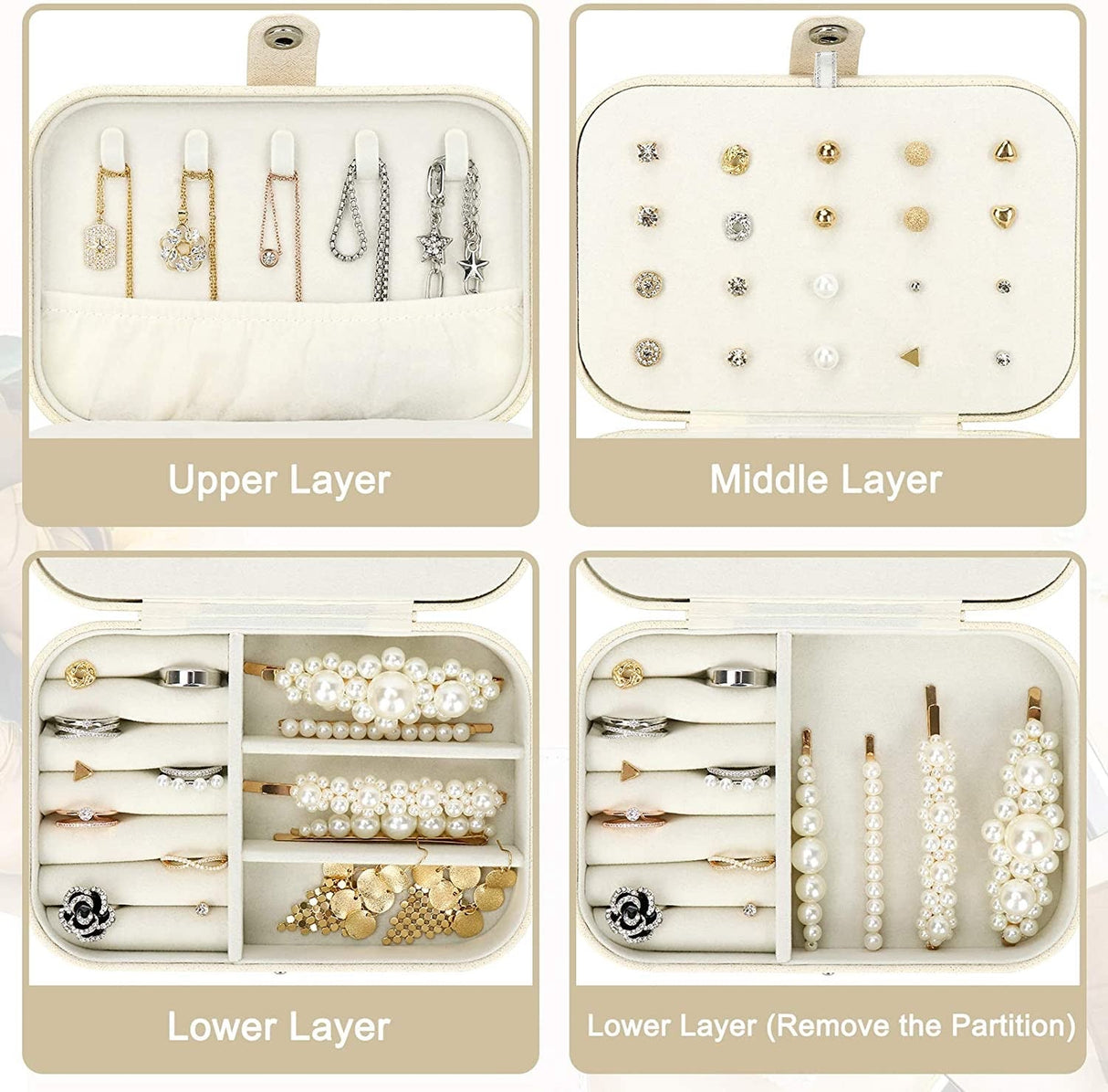 Jewellery Box Organizer, TERSELY Portable Jewelry Travel Storage Organizers Case for Rings Necklace Stud Bracelets Gift Box for Women Girls