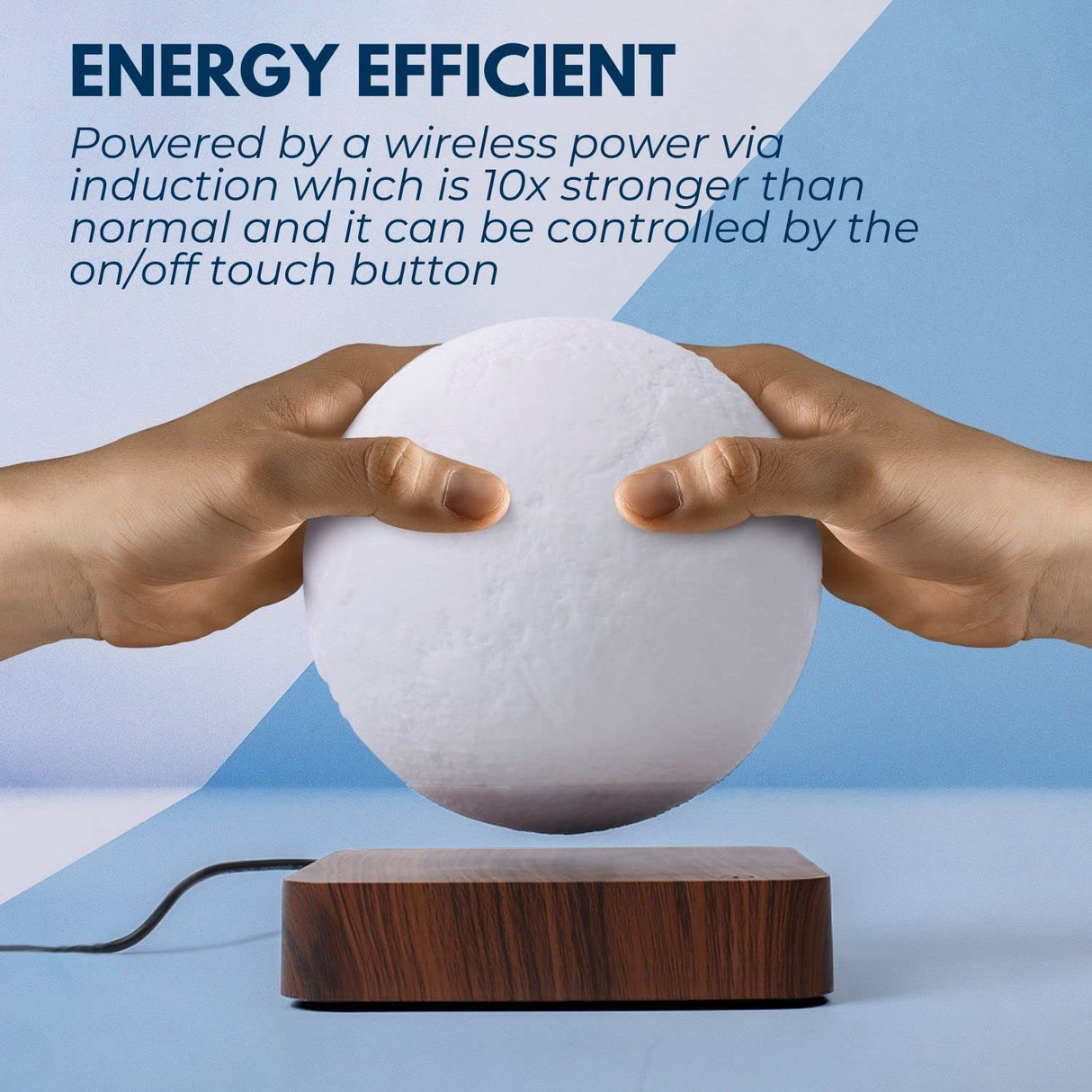 Magnetic Levitating 3D Moon Lamp Floating & Spinning Home Decor Desk Lamp with Light Dark Wooden Base (Dark Brown)