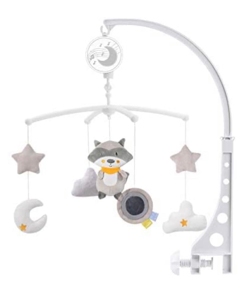 Kids Wind-Up Baby Musical Crib Mobile, Raccon