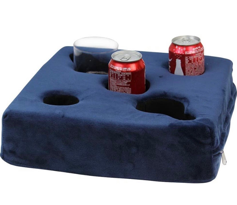 Couch Cup Holder, Sofa Drink Holder Tray, Removable and Washable Pillow Cushion with Coffee Mug Holder for Home,Bed, Beach, Car,RV, Wheelchair, Boat, Bath, Park,Floor, Travel, Airplane, Indoor, Outdoor