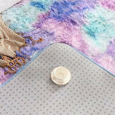 Soft Fluffy Rugs Anti-Skid Shaggy Area Rug Tie-dye Carpet Floor Mat Dining Room