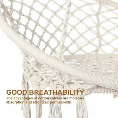 150KG Hammock Chair Macrame Cotton Swing Bed Hanging Relax Outdoor Indoor AU