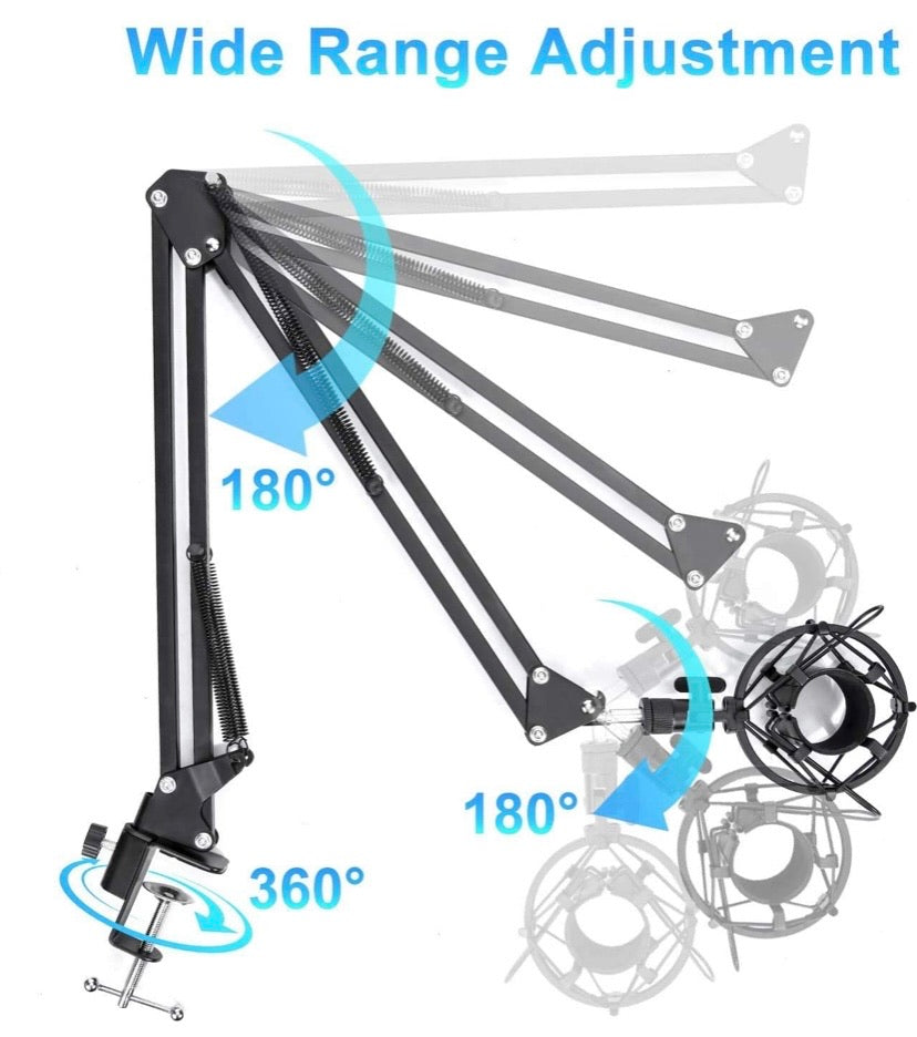 USB Condenser Microphone Kit for Computer, Adjustable Metal Arm Stand,Computer Mic 192kHz/24bit for Professional Streaming Podcast, Live Streaming, YouTube Recording,Gaming,Sing,Studio/Home Recording