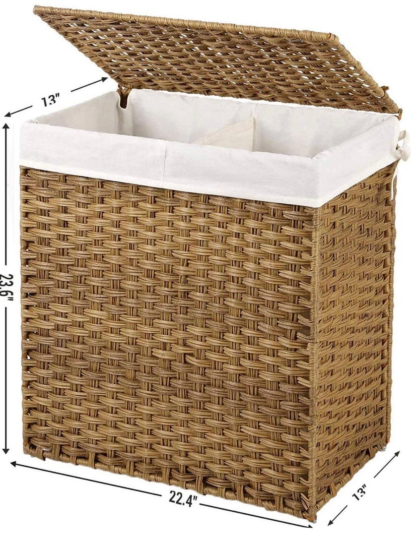 Divided Foldable Handwoven Laundry Hamper