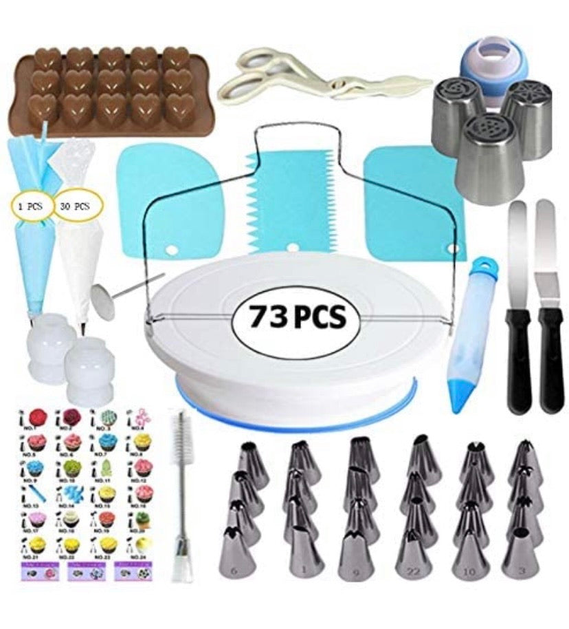 Cake Decorating Supplies - (73 PCS Special Cak Decorating Kit) Cake Rotating Turntable and More Accessories! Create Amazing Cakes with This Complete Cake Set!