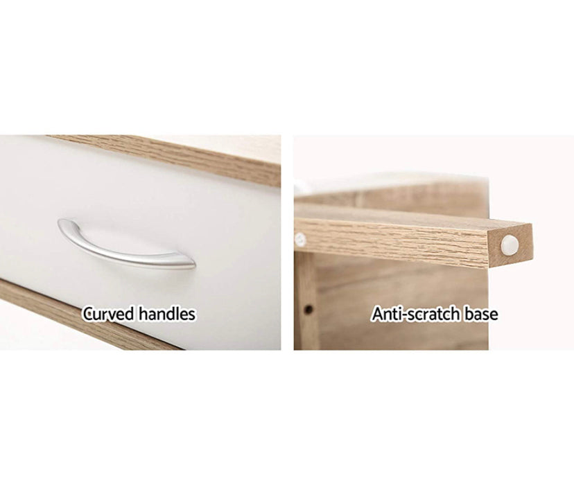 Artiss 180cm Length Enterainment Unit, Wooden TV Cabinet Stand, White & Oak