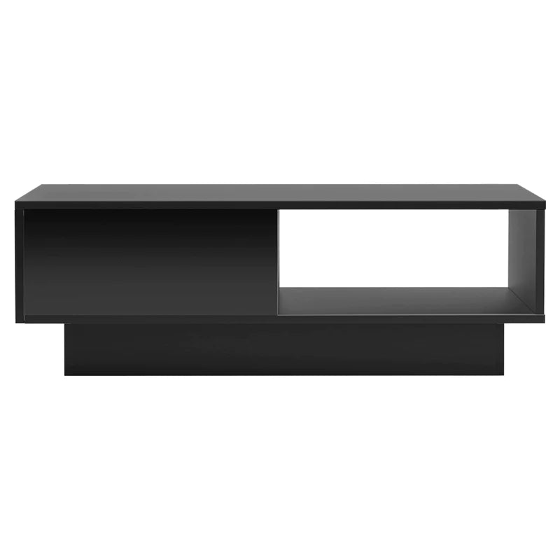 Modern Furniture High-Gloss LED Light with 2 Storage Spaces Drawer Rectangular Living Room Coffee Table