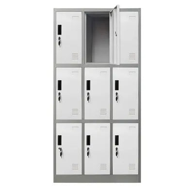 9 Doors Locker Cabinet Steel Storage Cupboard for Home Office School Gym