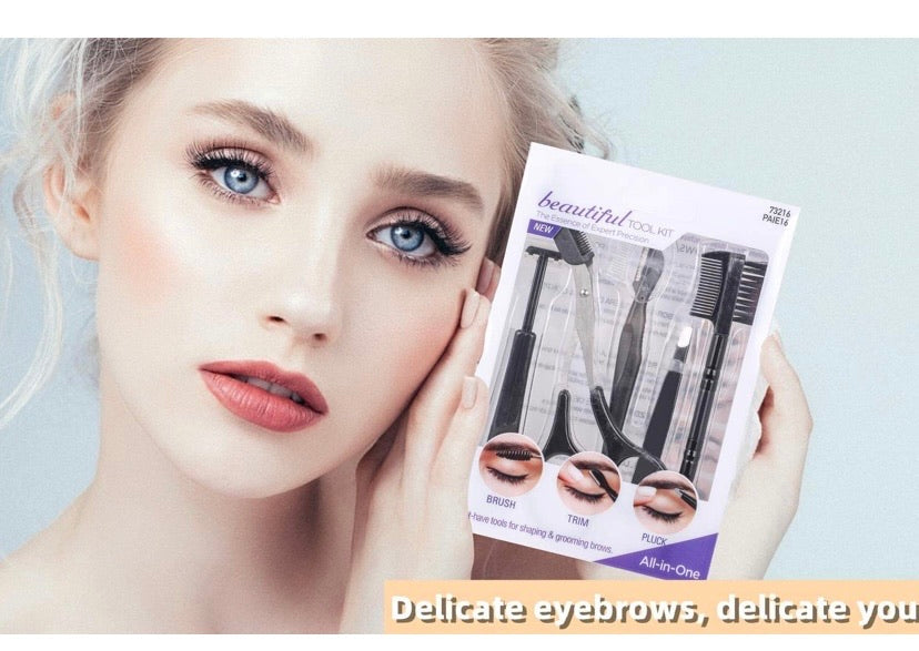 5 in 1 Eyebrow Tweezers Scissors and Razors Set