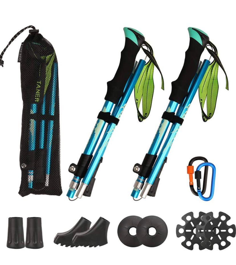 Nordic Walking Trekking Poles with Quick Lock System, Folding, Collapsible, Ultralight for Hiking, Camping, Mountaining, Walking, Trekking