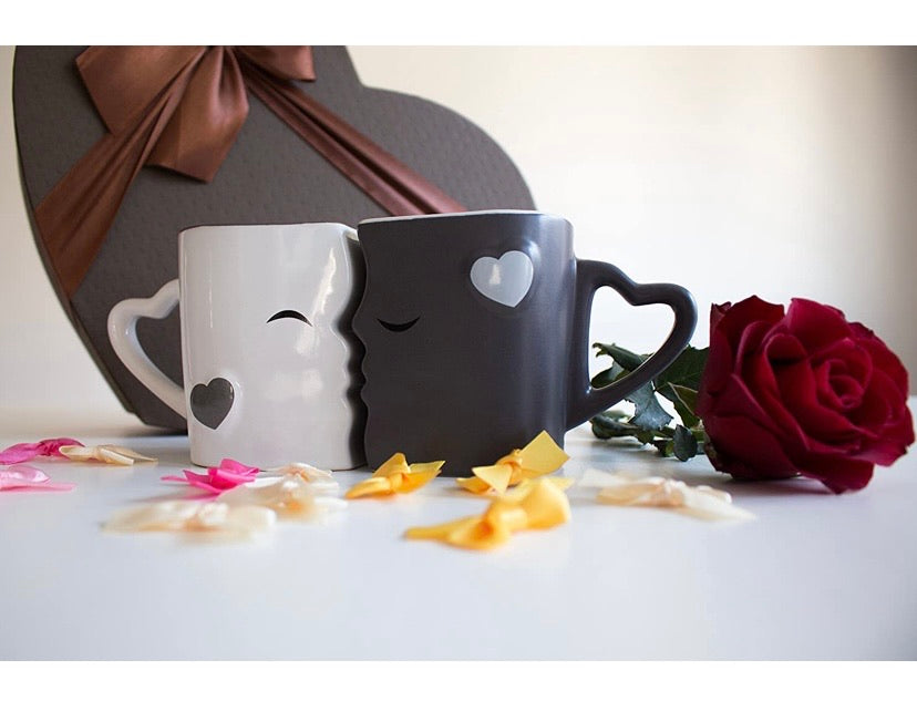 Coffee Mugs/Kissing Mugs Bridal Pair Gift Set for Weddings/Birthday/Anniversary with Gift Box (Grey)