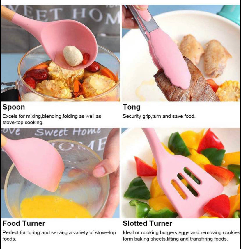 Silicone Kitchen Utensils Cooking Set