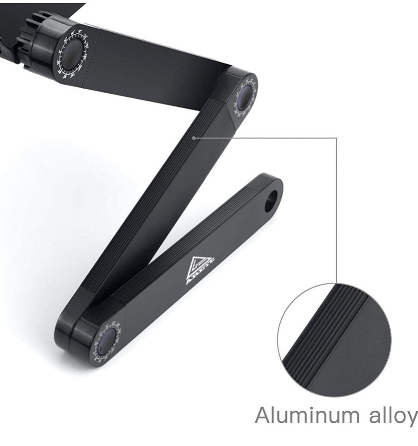 Laptop Desk/Stand/Table, Portable Folding Computer Table with CPU Cooling Fans and USB Cable, Adjustable Laptop Desk with Mouse Pad Side Mount, Bed/Sofa/Office Laptop Tray