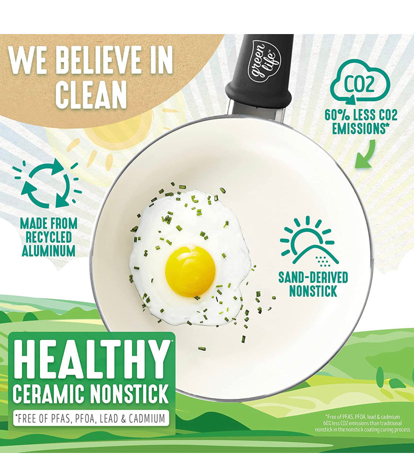 GreenLife Soft Grip 16pc Ceramic Non-Stick Cookware Set