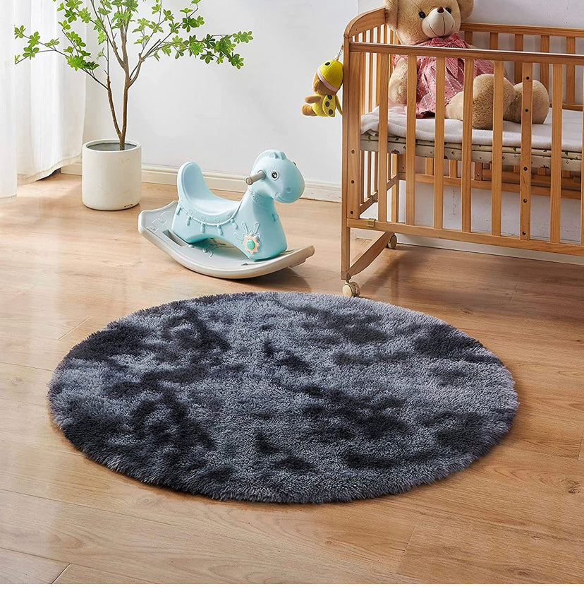 Rainbow Round Abstract Modern Soft Area Rug