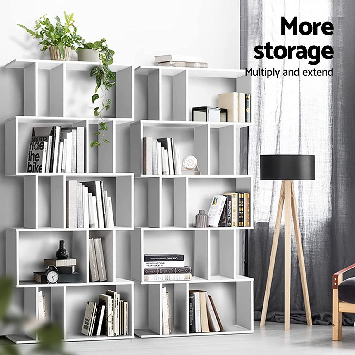 Artiss Bookshelf 5-Tier Bookcase Storage Display Shelf, White