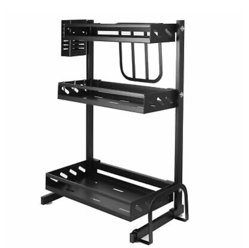 3 Tier Spice Rack Steel Kitchen Cooking Shelf Organizer Storage Bottle Holder AU