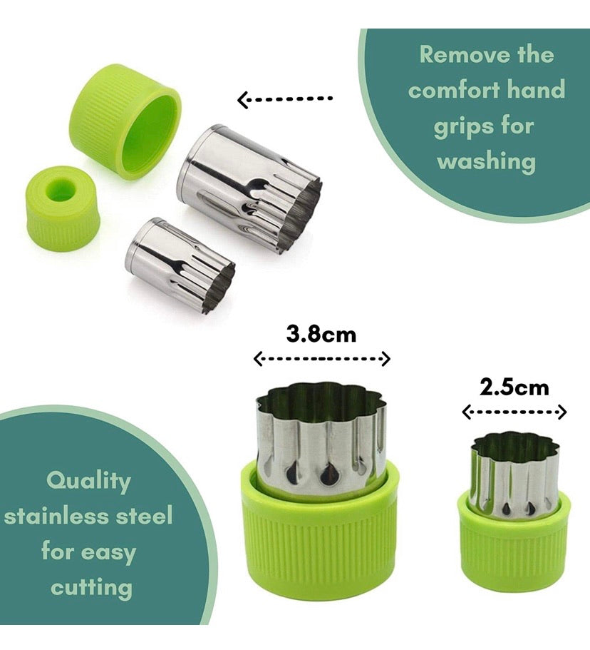 Vegetable Fruit Cutter Shapes Carving Tools Set - 29 pieces - 12 Cute Mini Cookie Cutting Stamps Moulds Flower Heart Star, Melon Baller, Watermelon Cutter, Apple Slicer – Create Fun Food Decoration for Kids Parties