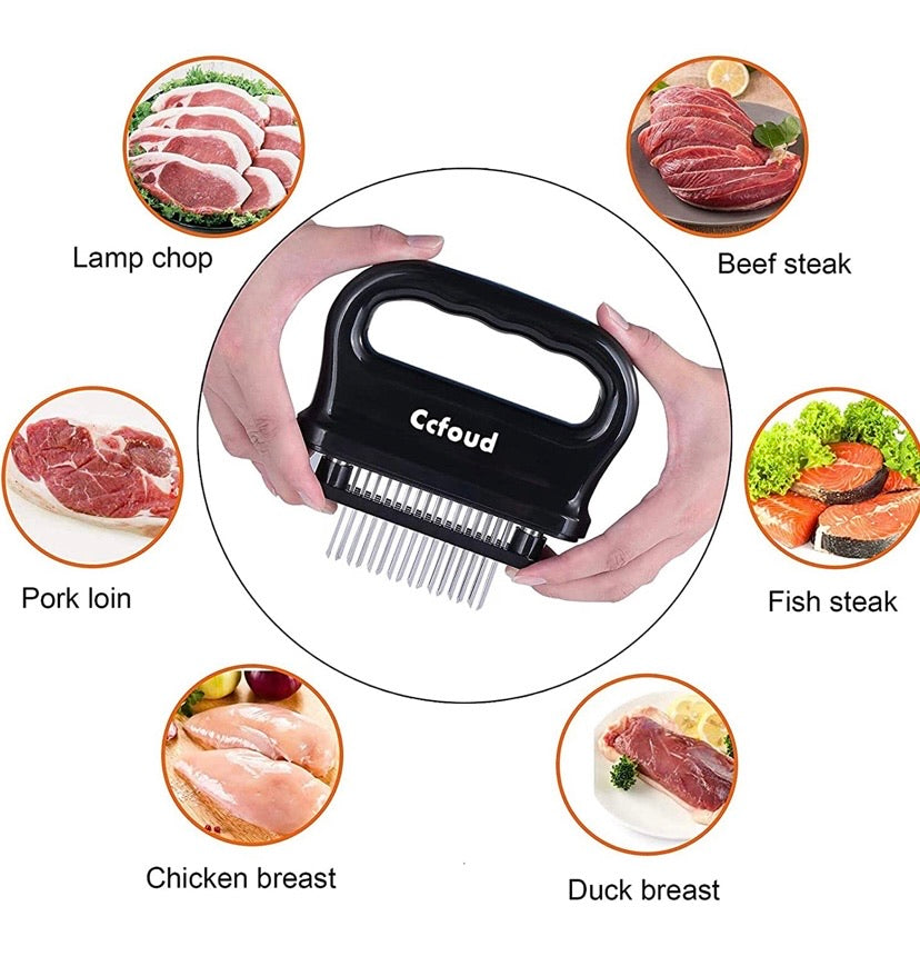 Meat Tenderizer, 48 Stainless Steel Ultra Sharp Needle Blade Tenderizer for Tenderizing Steak, Beef with Cleaning Brush,Durable Baking Kitchen Accessories by Ccfoud