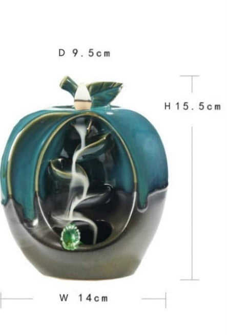 Apple Ceramic Backflow Incense Holder with 50 Cones