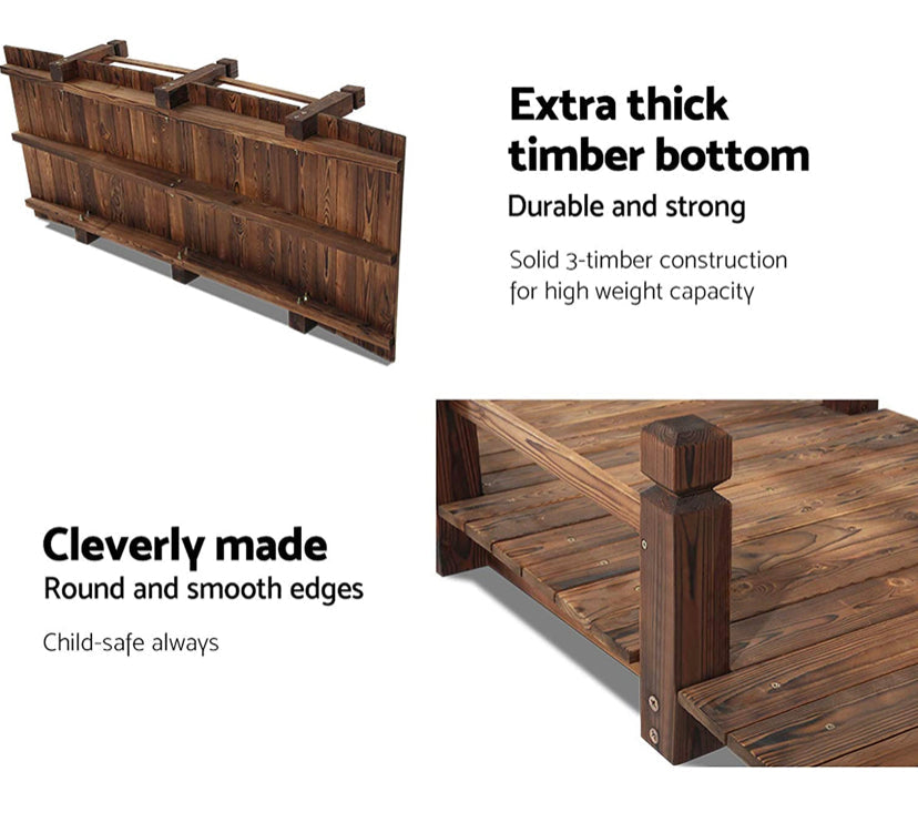 Garden Wooden Rustic Bridge Decoration Decor Outdoor Landscape 160cm Length Rail