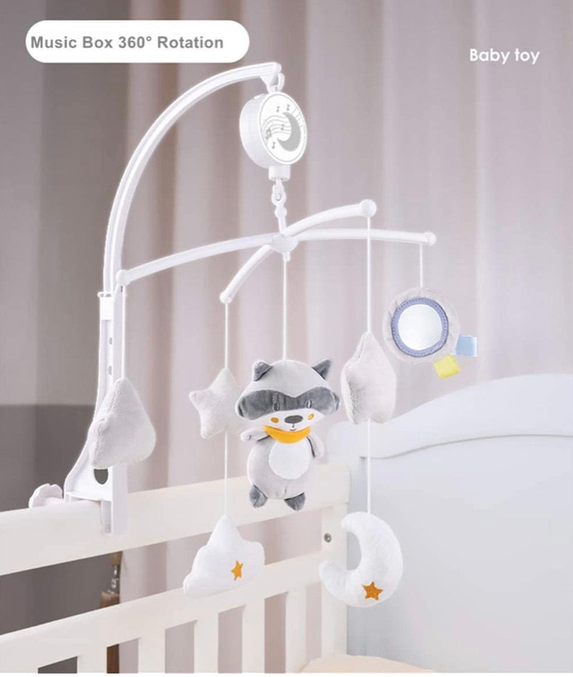 Kids Wind-Up Baby Musical Crib Mobile, Raccon