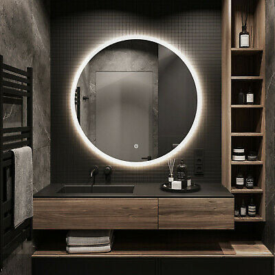 LED Round Bluetooth Mirror Bathroom Vanity Dimmable Circle Wall Mounted