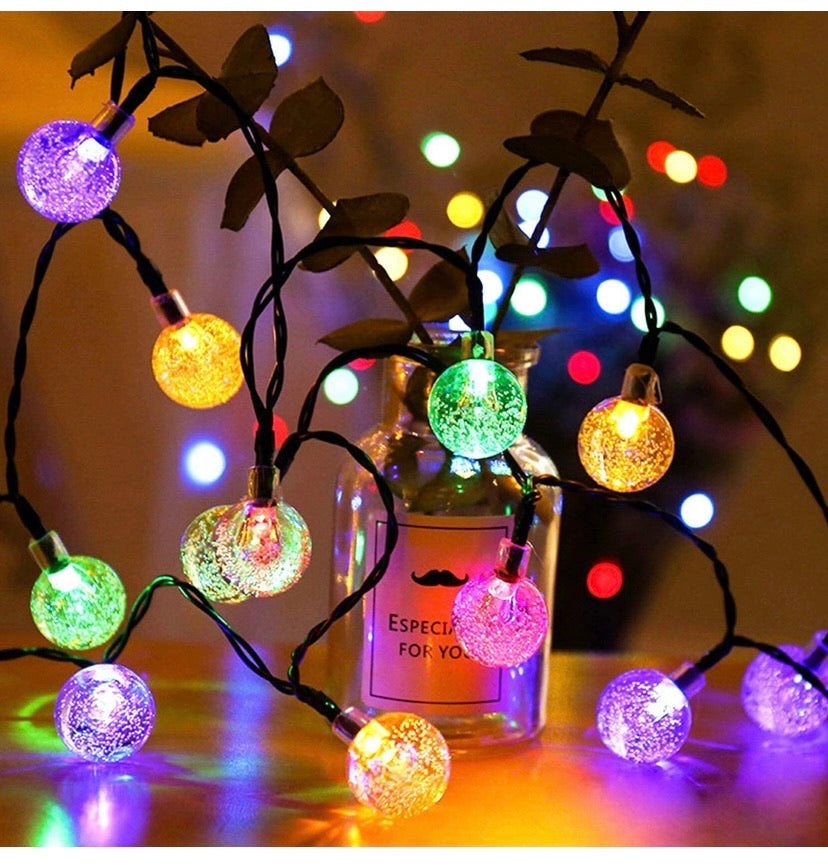 Solar String Lights Garden Lights 21.3ft Waterproof 8 Modes Outdoor Festival Lights Crystal Ball Decorative Fairy Lights for Patio Yard Home Wedding Parties