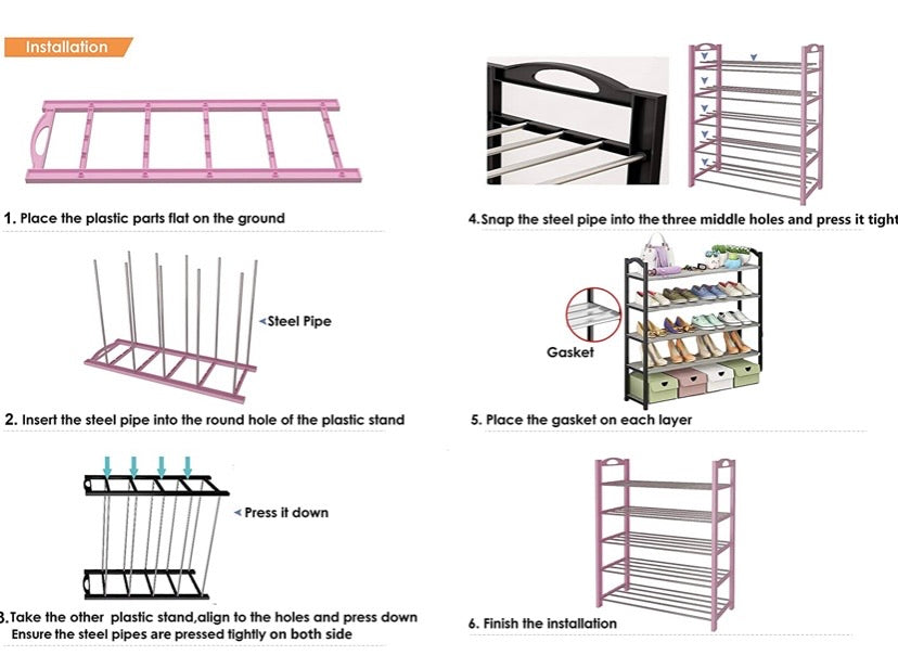 4 Tier Shoe Rack Organizer Entryway Shoe Storage, Black Shoe Rack with Premium Metal, Space-Saving Design, Easy to Assemble - Holds 20 Pairs - (L) 80cm x (W) 25cm x (H) 62cm (Black)