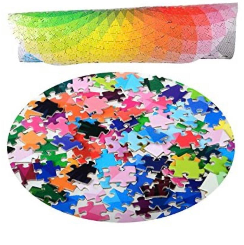 LRRH 1000 Pcs Round Jigsaw Puzzles Rainbow Palette Intellectual Game for Adults and Kids