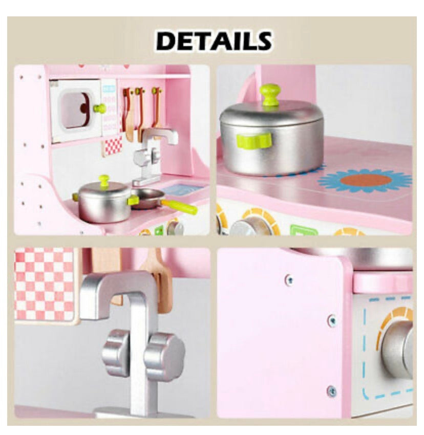 Kids Wooden Kitchen Pretend Play Set